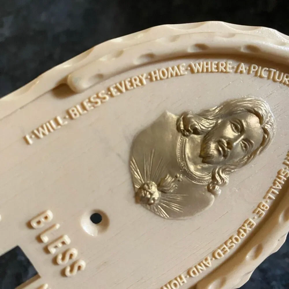 Rare 1970s Sacred Heart Monastery Jesus Light Switch Cover W/ Blessing